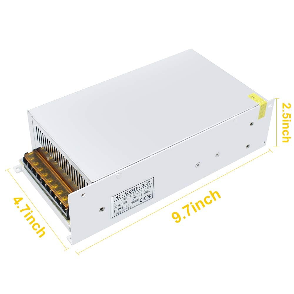 DC 12 V/24 V Schaltnetzteil 300 W–600 W, AC 110/220 V Eingang, Hochleistungs-LED-Treibertransformator, Kühllüfter-Metallgehäuse, CE/FCC/RoHS-zertifiziert