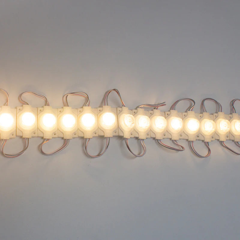 Lot de 20 modules LED avec lentille pour caisson lumineux, DC12 V, 110 lm, 1,5 W, étanches IP65, avec ruban adhésif au dos