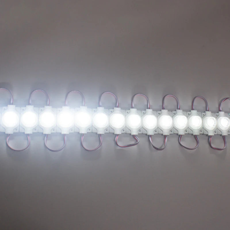 Lot de 20 modules LED avec lentille pour caisson lumineux, DC12 V, 110 lm, 1,5 W, étanches IP65, avec ruban adhésif au dos
