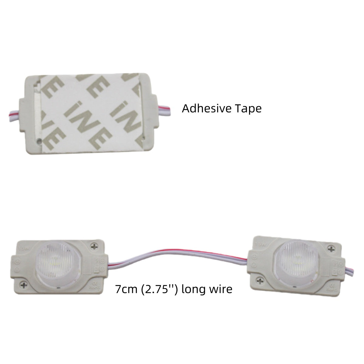 Lot de 20 modules LED avec lentille pour caisson lumineux, DC12 V, 110 lm, 1,5 W, étanches IP65, avec ruban adhésif au dos