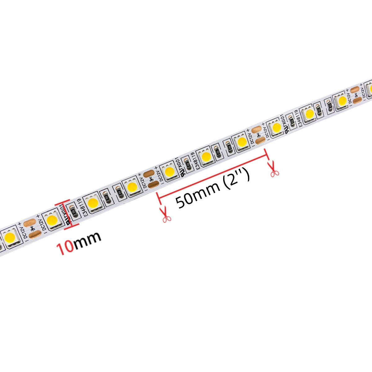 DC 12V Dimmbare SMD5050-300 Flexible LED-Streifen 60 LEDs pro Meter 10mm Breite 900lm pro Meter