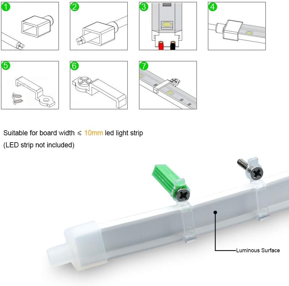Neon Light Housing – S1010 Black | 10x10mm Silicone LED Channel System | IP67 Waterproof | 6mm PCB Width | 164FT/50M