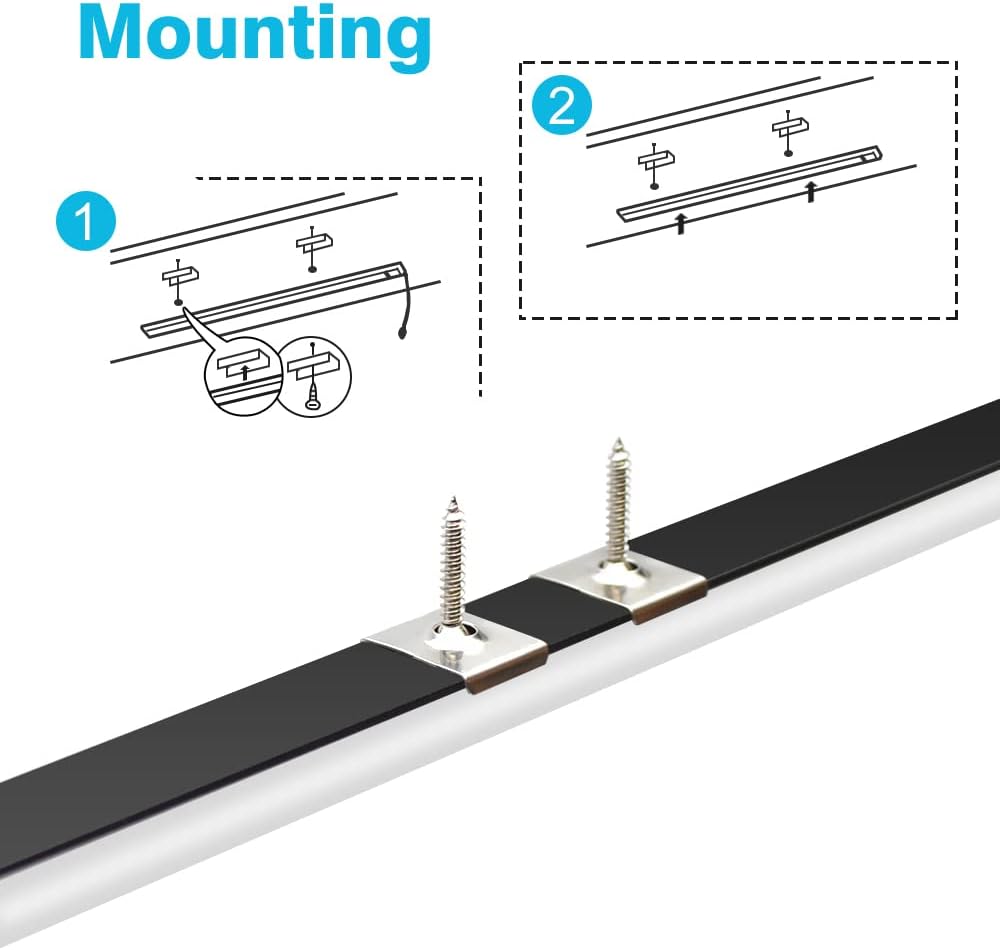 Profilés LED en aluminium en forme de V – Convient aux bandes LED de 1 à 10 mm | 1 mètre | Argenté / Noir | Blanc laiteux / Noir | Avec accessoires d'installation | Paquets de 5 / 6 / 10 / 12 / 20 | Stock local États-Unis/Royaume-Uni