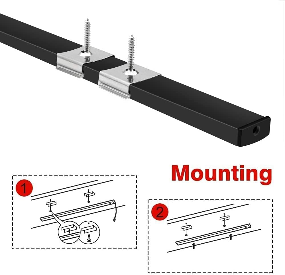 Profilés LED en aluminium en forme de U – Convient pour bande LED de 1 à 12 mm | 1 mètre | Argenté / Noir | Blanc laiteux / Noir | Avec accessoires d'installation | Pliables | Paquets de 5 / 6 / 10 / 12 / 20 | Stock local États-Unis/Royaume-Uni