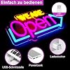 Wir haben geöffnet – Neonschild mit Sonnenblumen-Dekor – USB-Version | Warmweiß / Gelb &amp; Weiß | 17×9 Zoll / 24×13 Zoll | DC 5 V LED-Fensterleuchte für Geschäftsdekor
