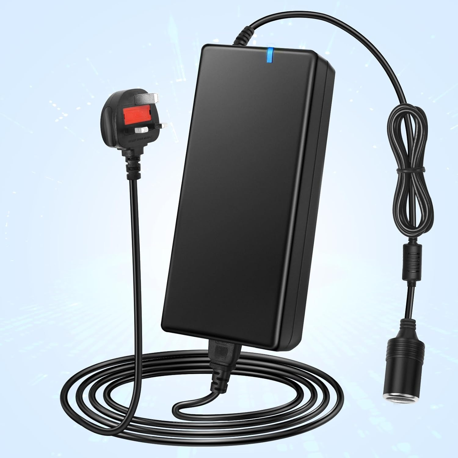 DC 12 V Zigarettenanzünder-Tischnetzteiladapter 60 W–120 W, AC 100–240 V Eingang, Konvertertransformator mit US/UK-Stecker – für Autozubehör, Luftpumpe, Kühler und Elektronik