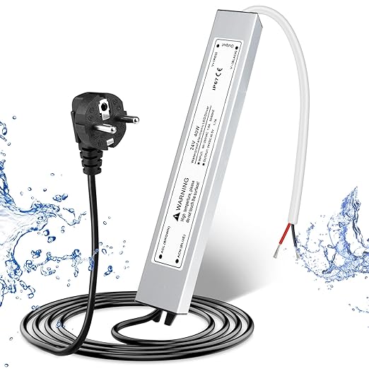 24V Waterproof LED Power Supply 30W–300W, 90–265V Input, Single/Dual Wire Output, Aluminum Housing, Outdoor LED Driver, CE/RoHS/FCC — US/UK/EU Plug & Wire Leads Options