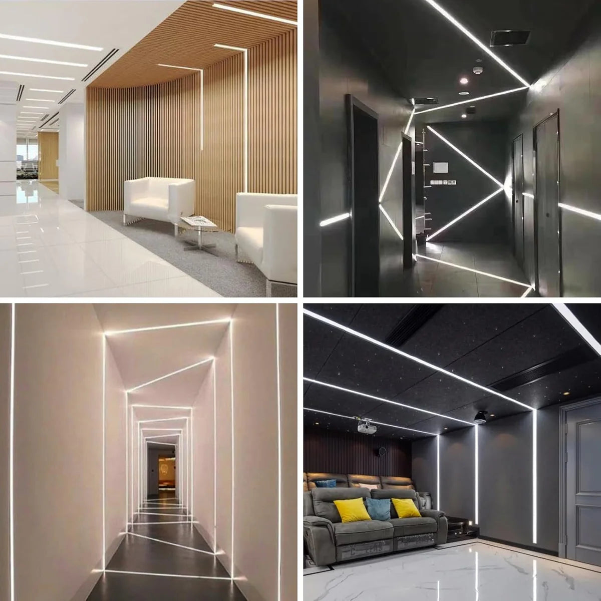 Einseitige Gipskarton-LED-Aluminiumkanäle – Passend für 1 bis 12 mm LED-Streifen | Silber | Milchweiße Abdeckung | 1 / 2 / 3 Meter | Silber | Milchweiße Abdeckung | 50 / 100 -Packung