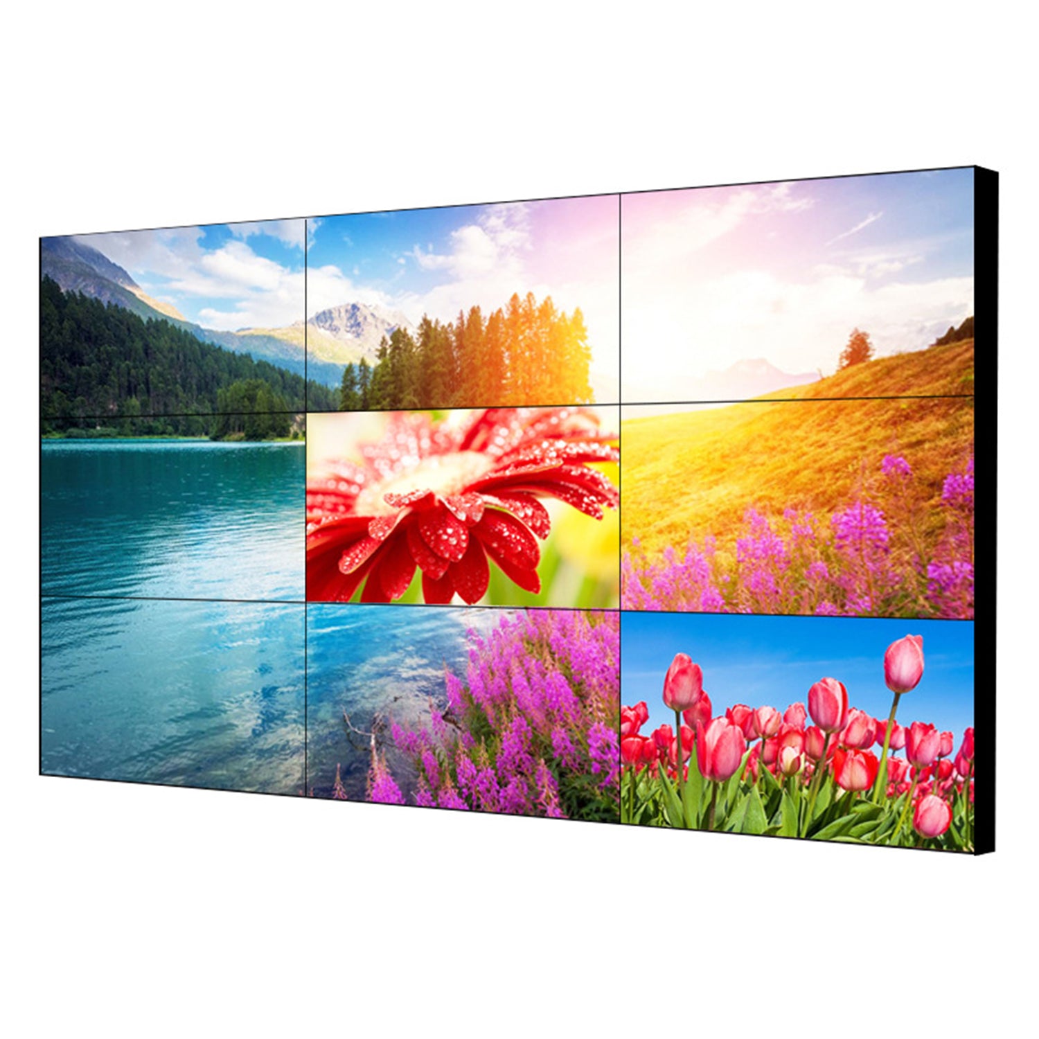 55-Zoll-BOE-LCD-Videowand – 3x3-Kit (9 Panels) | 1920 x 1080 FHD | 500 Nits | Ultraschmaler Rahmen 0,88 mm / 1,7 mm / 3,5 mm | HDMI-Spleißer + Wandhalterung enthalten