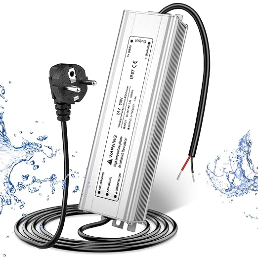 24V Waterproof LED Power Supply 30W–300W, 90–265V Input, Single/Dual Wire Output, Aluminum Housing, Outdoor LED Driver, CE/RoHS/FCC — US/UK/EU Plug & Wire Leads Options