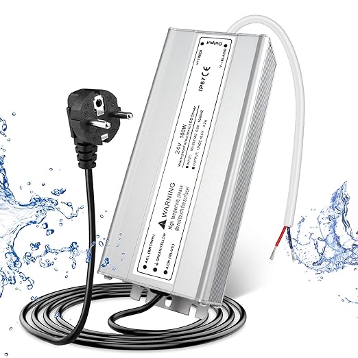 24V Waterproof LED Power Supply 30W–300W, 90–265V Input, Single/Dual Wire Output, Aluminum Housing, Outdoor LED Driver, CE/RoHS/FCC — US/UK/EU Plug & Wire Leads Options