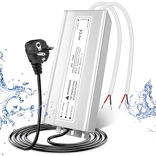 24V Waterproof LED Power Supply 30W–300W, 90–265V Input, Single/Dual Wire Output, Aluminum Housing, Outdoor LED Driver, CE/RoHS/FCC — US/UK/EU Plug & Wire Leads Options