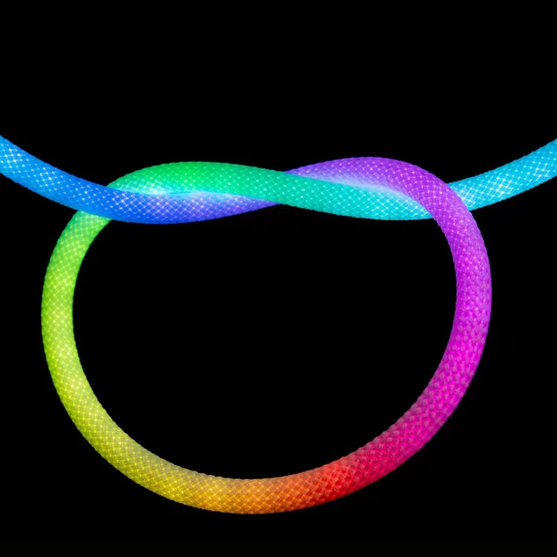 Bande lumineuse LED néon 360°, aspect tissé, couleur RVB, étanche, flexible