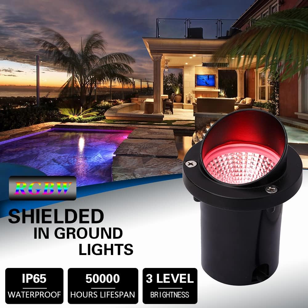 Spots LED basse tension 5 W RGBWW (RVB et blanc chaud 3 000 K) antireflet, éclairage paysager, étanche IP65, éclairage d'extérieur 12 V-24 V pour jardin, cour, allée (lot de 8)