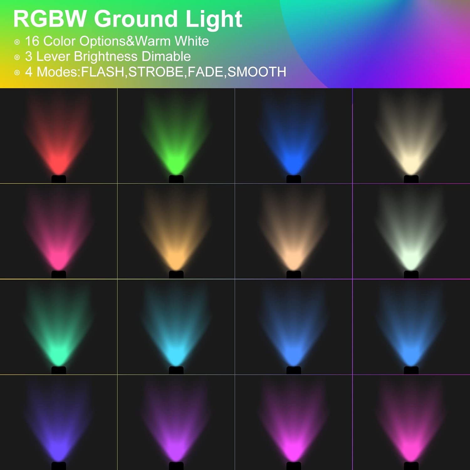 5W Low Voltage RGBWW Inground LED Well Lights – RGB + 3000K Warm White | DC 12V–24V | IP65 Waterproof | Outdoor Landscape & Ground Lighting for Garden, Yard & Driveway | 6 / 8-Pack