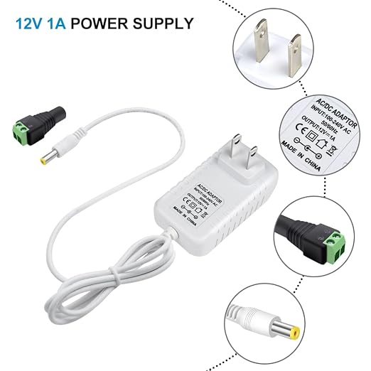 12-V-Netzteiladapter 12 W/24 W/36 W, AC 100–240 V Eingang, Wandstecker-Transformator, weißes Gehäuse – US-Stecker, LED-Treiber für Streifen/CCTV/Elektronik 