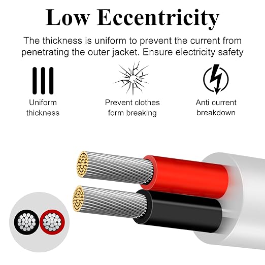 20 AWG Electrical Cable, 2/3/4/5 Conductor Stranded Tinned Copper Wire, Black/White PVC Sheathed Flexible Extension Cord for DIY Wiring, 10/20/50m (33ft–165ft) Options