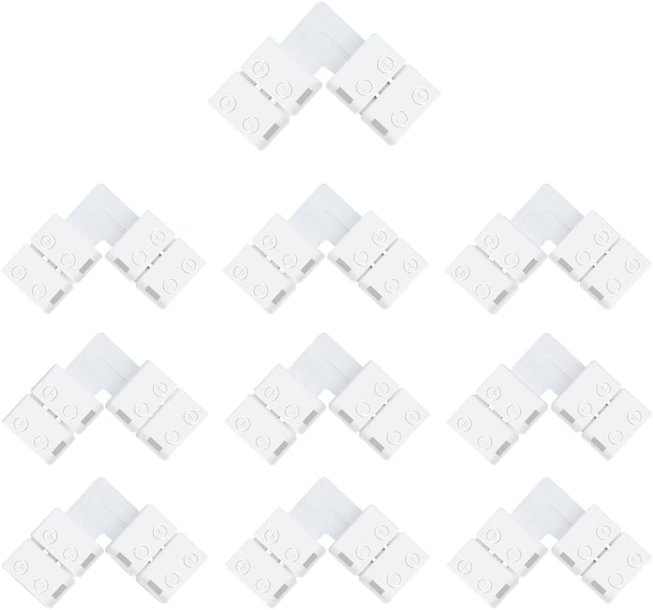 LED-Streifenverbinder – 8 mm 2-polige lötfreie Clips | Streifen zu Kabel / Streifen zu Streifen / DC-Adapter / L / T – 10er-Pack | Lokaler Lagerbestand US/UK