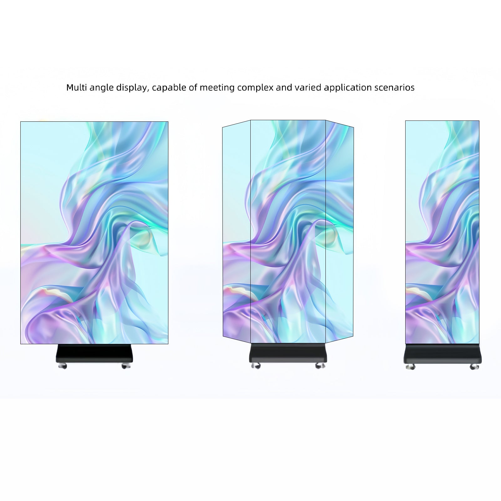Écran LED pliable triple série EP-TR | Panneau pliable 1280 × 1920 mm | P2,5 / P2 / P1,86 / P1,53 | Surface GOB | Kiosque d'affichage intérieur portable