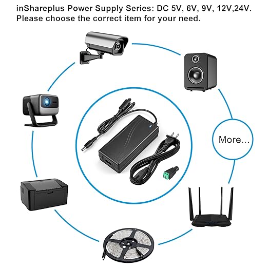 DC 6V Desktop Power Supply Adapter 30W/60W, AC 100–240V Input, US Plug, Switching Transformer for Electronics, Router, Toys, DIY Projects