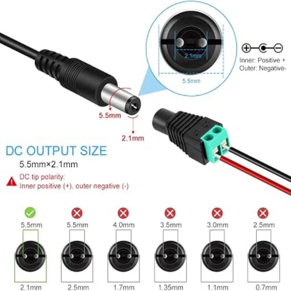 DC 5V Plug-in Power Supply Adapter 25W, AC 100–240V Input, Black Housing Wall Charger Transformer with US Plug — for LED Strip Lights, Router, USB Devices, Electronics