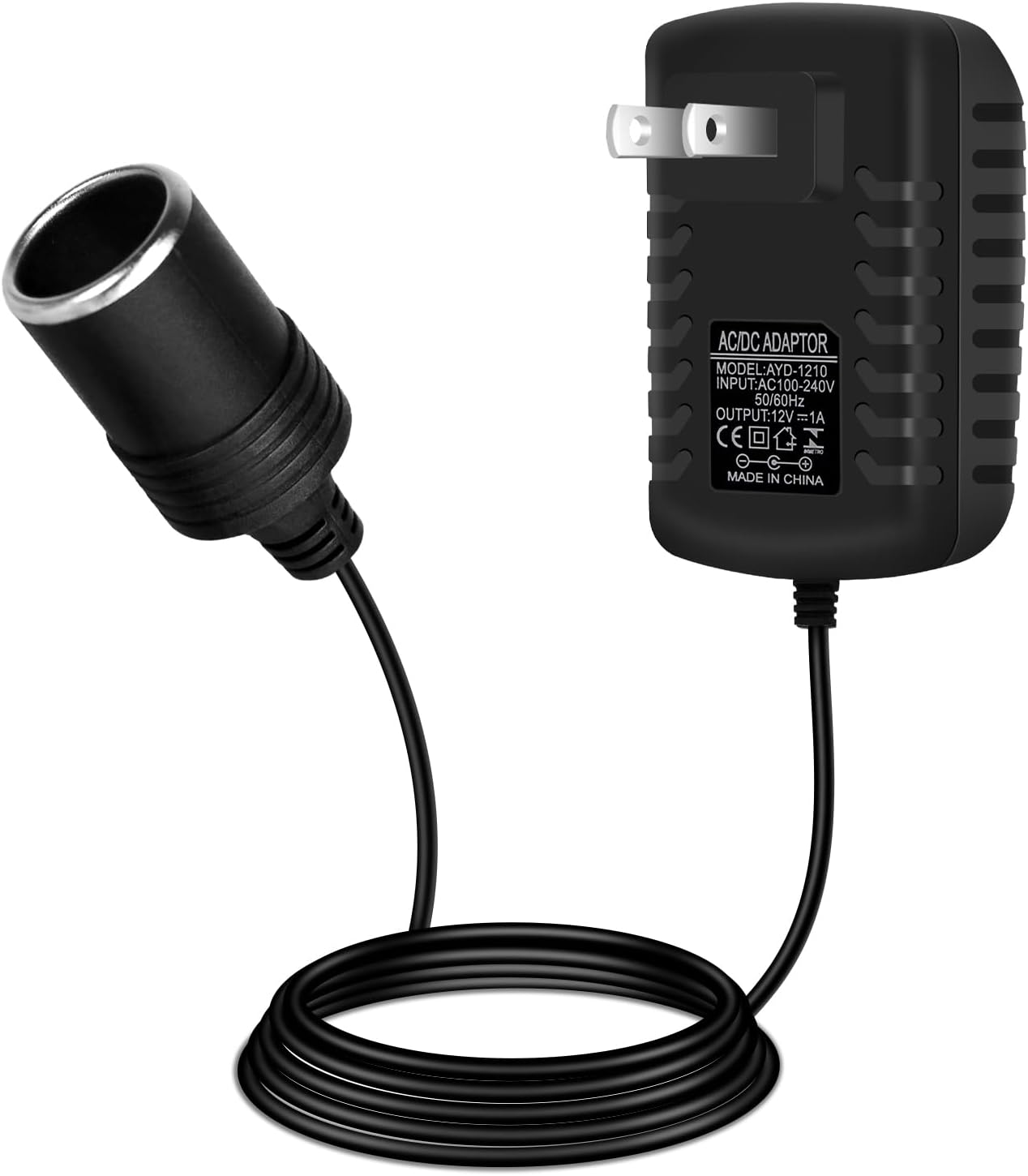 DC 12 V Zigarettenanzünder-Netzteiladapter 12 W–36 W, AC 100–240 V auf 12 V Konvertertransformator, Autosteckdosenladegerät für Pumpe, Kühler, LED-Leuchten – US-Stecker 