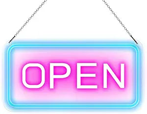 OPEN Neon Sign – USB Powered | 16×9 inch | 5 Color Options | LED Window Hanging Light for Storefronts