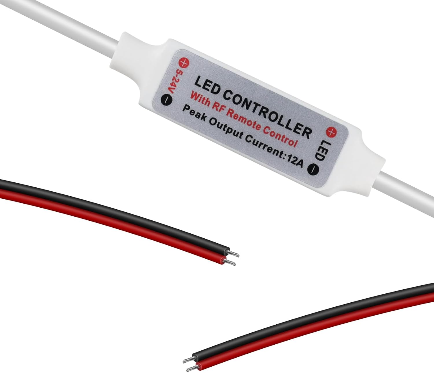 LED-Streifen-Controller – 5 V/24 V – Weiße HF-Fernbedienung mit Dimmerfunktion | Für einfarbige 5050/3528-Streifen
