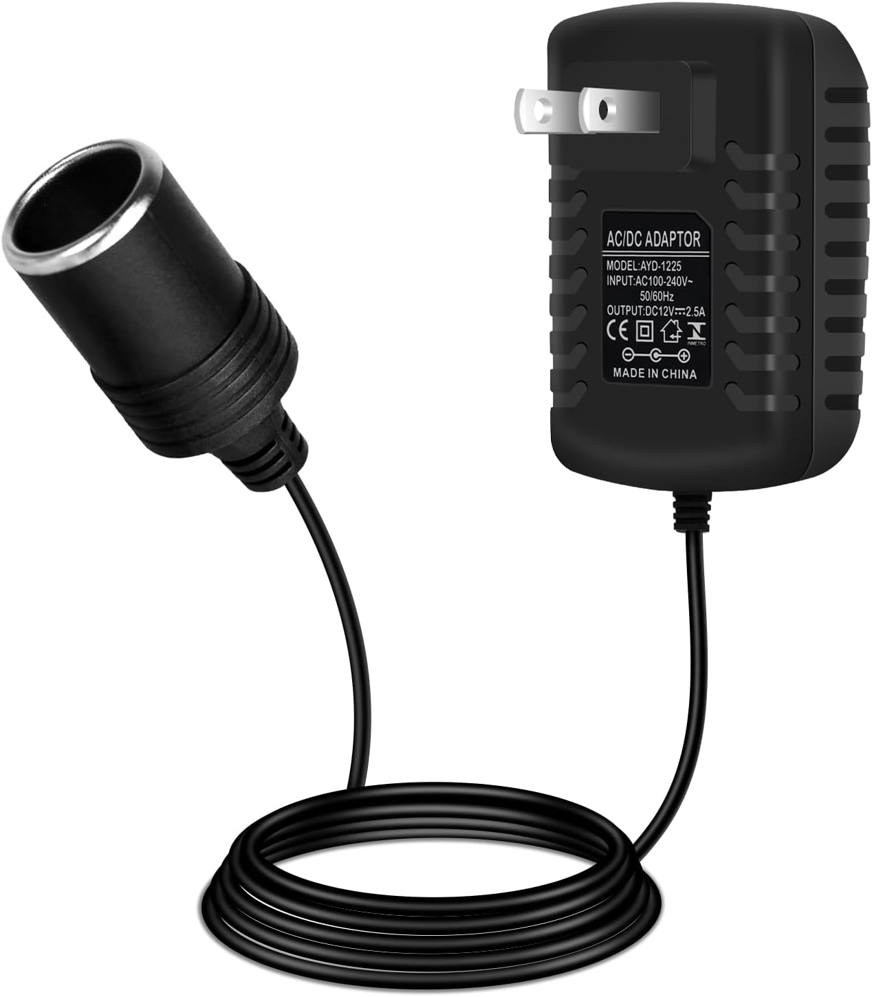 DC 12 V Zigarettenanzünder-Netzteiladapter 12 W–36 W, AC 100–240 V auf 12 V Konvertertransformator, Autosteckdosenladegerät für Pumpe, Kühler, LED-Leuchten – US-Stecker 