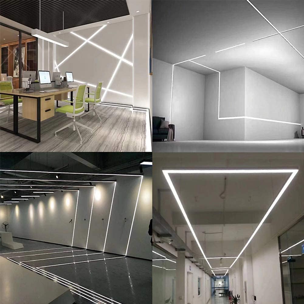 Profilés LED en aluminium en forme de V – Convient aux bandes LED de 1 à 10 mm | 1 mètre | Argenté / Noir | Blanc laiteux / Noir | Avec accessoires d'installation | Paquets de 5 / 6 / 10 / 12 / 20 | Stock local États-Unis/Royaume-Uni