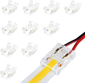 Connecteurs pour bandes LED transparentes en cristal – Clips sans soudure 10 mm 2 broches | Adaptateur bande à fil / bande à bande / CC – Stock local États-Unis/Royaume-Uni