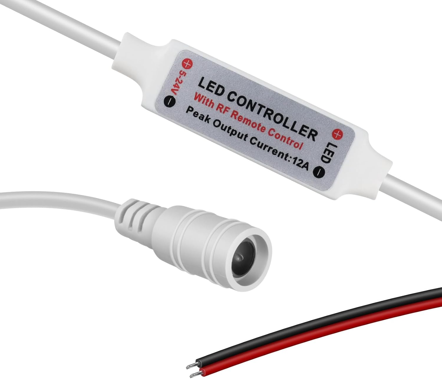 LED-Streifen-Controller – 5 V/24 V – Weiße HF-Fernbedienung mit Dimmerfunktion | Für einfarbige 5050/3528-Streifen