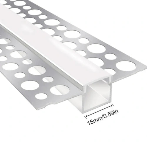 Doppelseitige LED-Aluminiumkanäle zum Eingipsen in Trockenbauwände – Passend für 1 bis 12 mm LED-Streifen | 1 Meter | Silber | Milchweiße Abdeckung | 1 / 2 / 3 Meter | Silber | Milchweiße Abdeckung | 50 / 100 -Packung