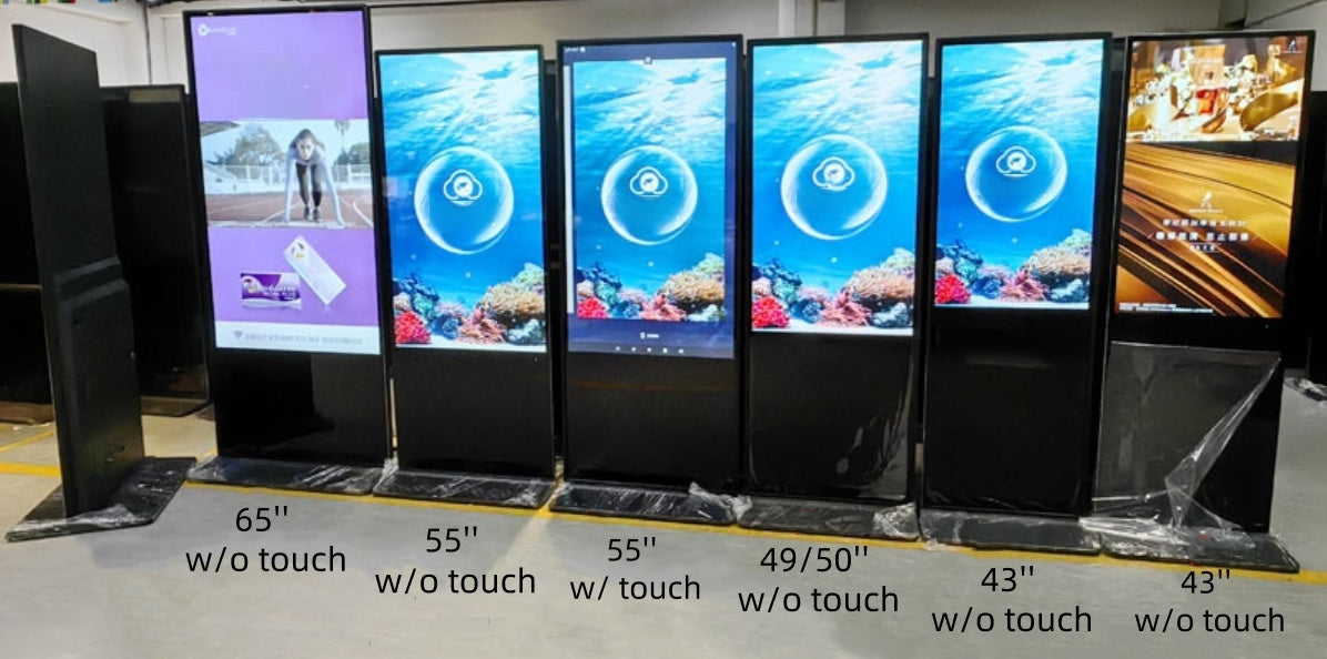 50‘’ Indoor Single-Sided Floor-Standing LCD Advertising Koisk with Wheel Stand | Android RK3568 2GB+16GB | Non-Touch / Infrared / Capacitive Touch | CMS Preinstalled