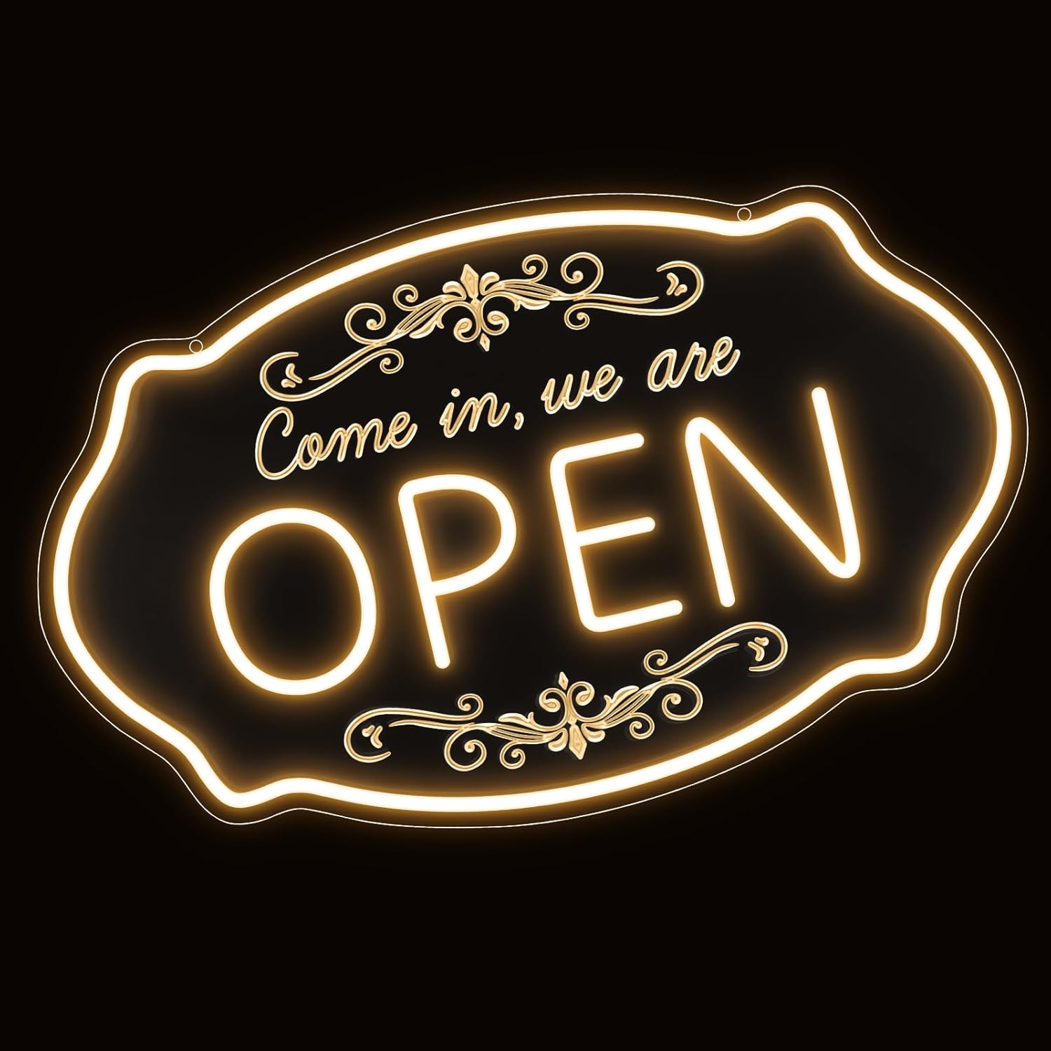 WIR HABEN GEÖFFNET – Neonschild – USB-betrieben | 41×20 cm (16×8 Zoll) | Pfeilförmiges LED-Fensterschild | 3 Farbkombinationen für die Schaufensteranzeige