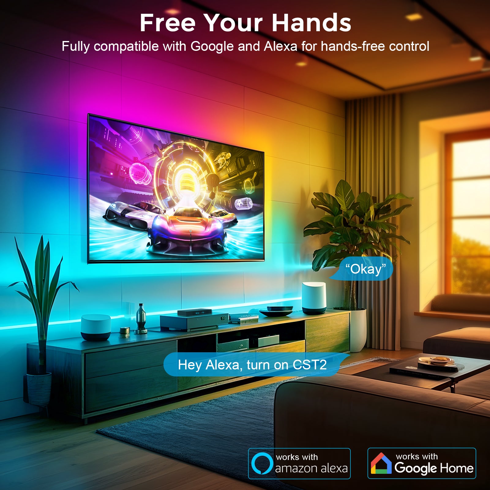 LightingWill CST2 HDMI 2.0 Sync Box TV Backlight Kit - 9.8FT / 12.5FT / 16.4Ft  Smart RGBIC LED Lights Sync with TV | Supports 4K@60Hz | Sync to Movies, Games | Compatible with PS5/Xbox/PC