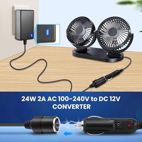DC 12V Cigarette Lighter Power Supply Adapter 24W/36W, AC 100–240V to 12V Converter Transformer, Car Socket Charger for Pump, Cooler, LED Lights — US Plug