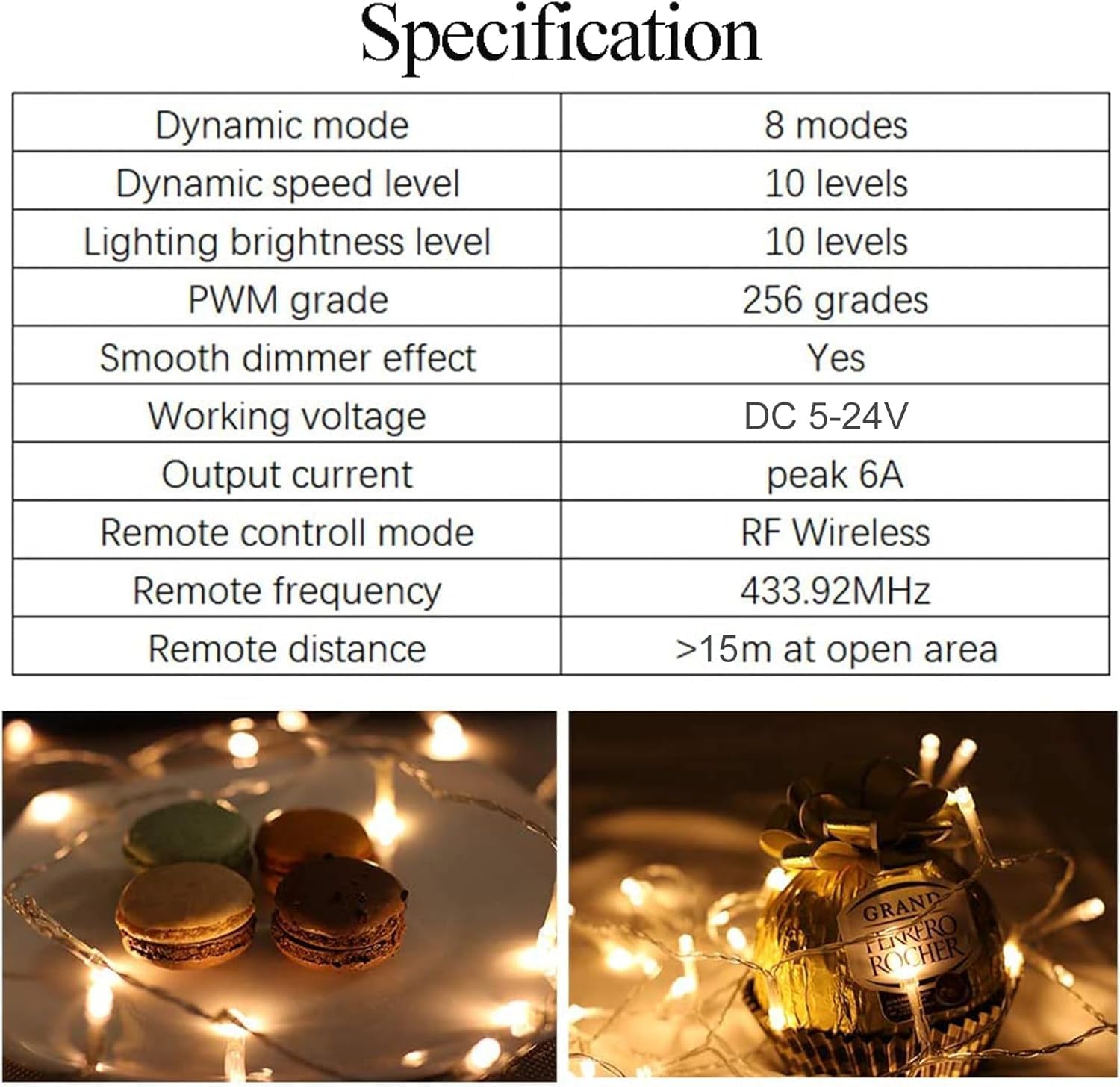 LED Strip Controller – 5V/24V – Black RF Remote with  Dimmer Function | For Single Color 5050/3528 Strips