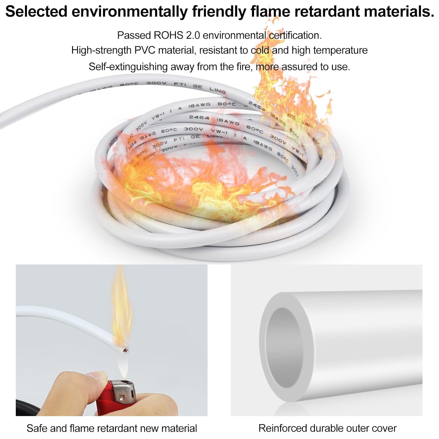 16 AWG Electrical Cable, 2/3/4/5 Core Stranded Tinned Copper Wire, Black/White PVC Sheathed Multi-Conductor Extension Cord for Wiring, 10/20/50m (33ft–165ft) Options