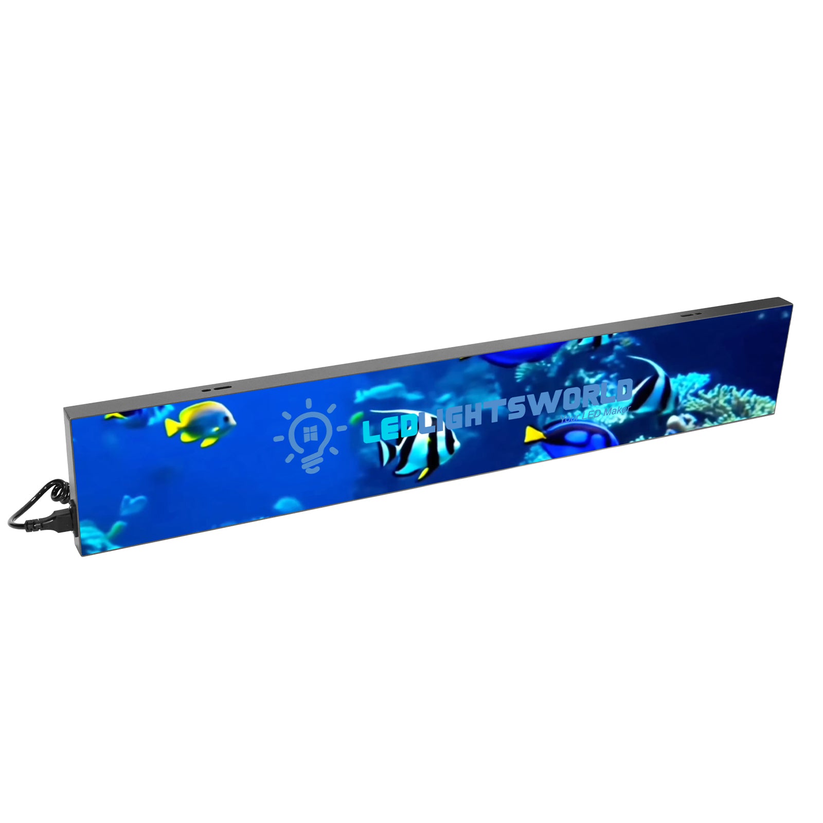 Présentoir LED sans cadre série FL – P1.86 · 160 × 960 mm | Écran LED finition miroir, s'intégrant parfaitement à la décoration moderne de votre magasin.