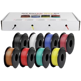 28 AWG Silicone Electrical Power Wire, Stranded Tinned Copper Hook Up Cable Kit, 3m–15m Each Roll × 8 Colors, Flexible Low Voltage Wire Spools for LED, RC, Arduino, DIY