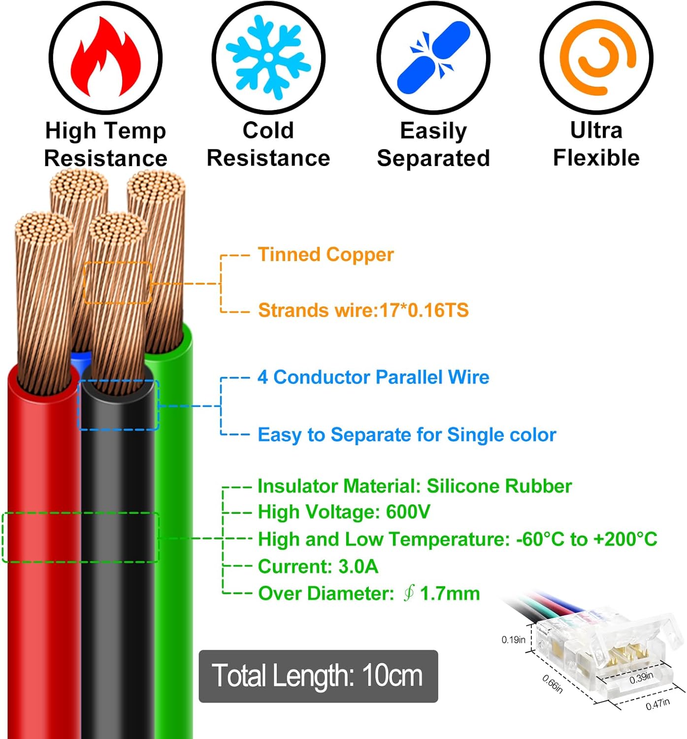 Transparent Crystal LED Strip Connectors – 10mm 4Pin Solderless Clips | Strip to Wire / Strip to Strip / Female Plug – Bulk Wholesale 500pcs MOQ | Factory Direct