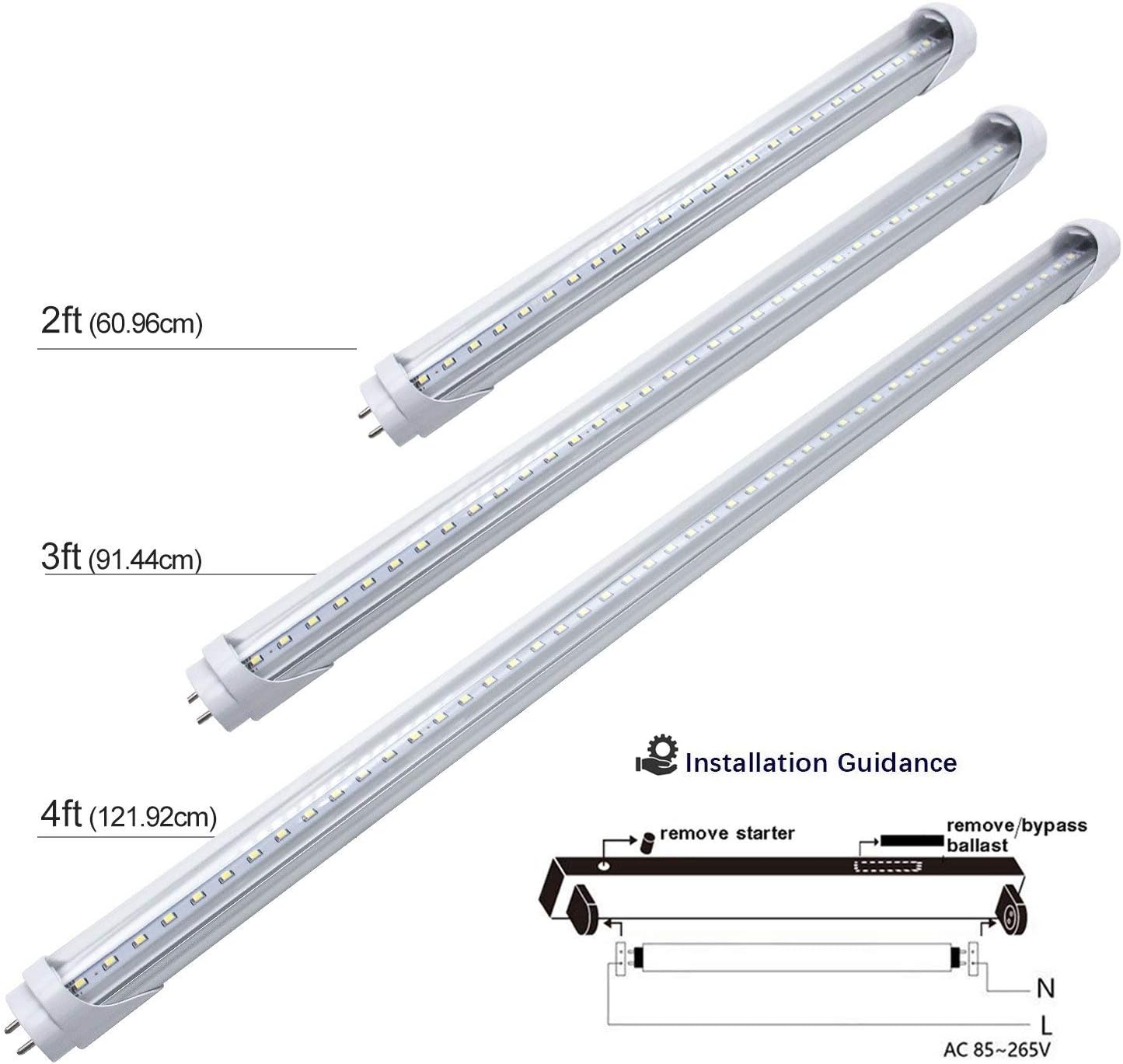 2 Fuß Retrofit T8 LED-Röhrenleuchte – 10 W – Mattierte Abdeckung – Warmweiß/Naturweiß/Tageslichtweiß – 4er-Pack/20er-Pack – Vorschaltgerät-Bypass – Nicht dimmbar