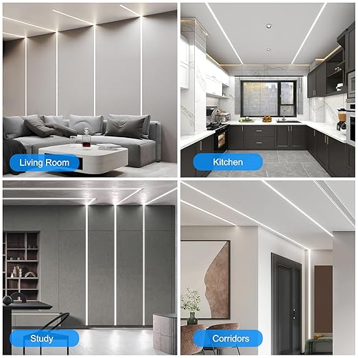Double-Sided Plaster-in Drywall  LED Aluminum Channels– Fit for 1 to 20mm LED Strip | 1Meter | Silver | Milky White Cover | 4 / 6 / 10 -Pack | Local Stock US/UK