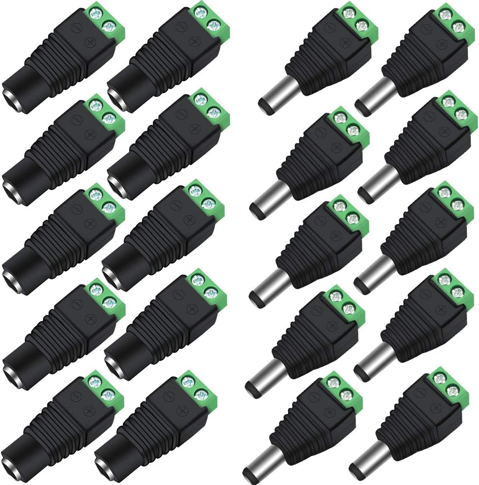 Adaptateur prise jack CC – 2,1 x 5,5 mm | Connecteur cylindrique mâle/femelle/mâle + femelle – Stock local États-Unis/Royaume-Uni 