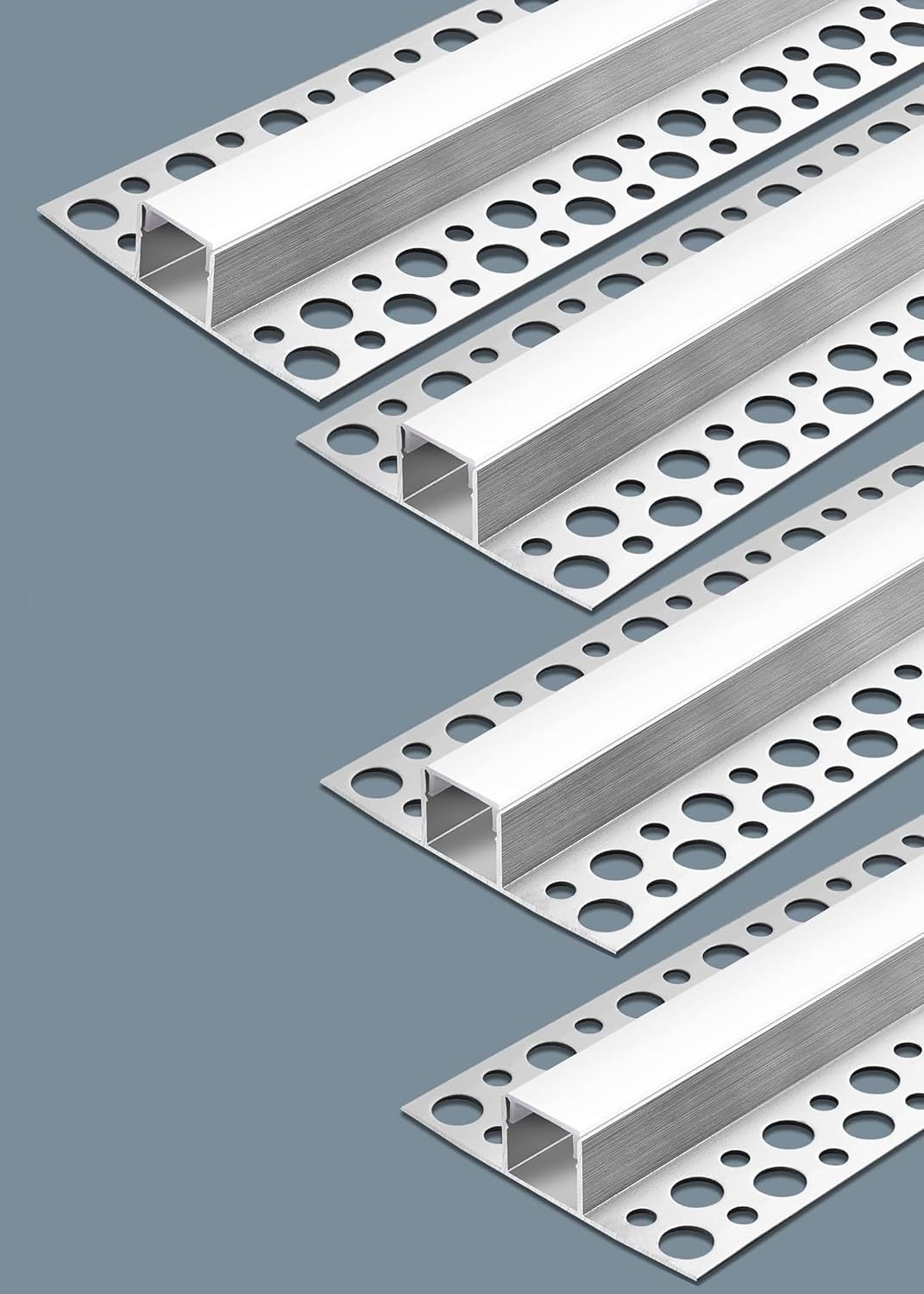Profilés LED en aluminium double face pour cloison sèche – Compatibles avec des bandes LED de 1 à 12 mm | 1 mètre | Argent | Revêtement blanc laiteux | Lot de 4/6/10 | Stock local États-Unis/Royaume-Uni