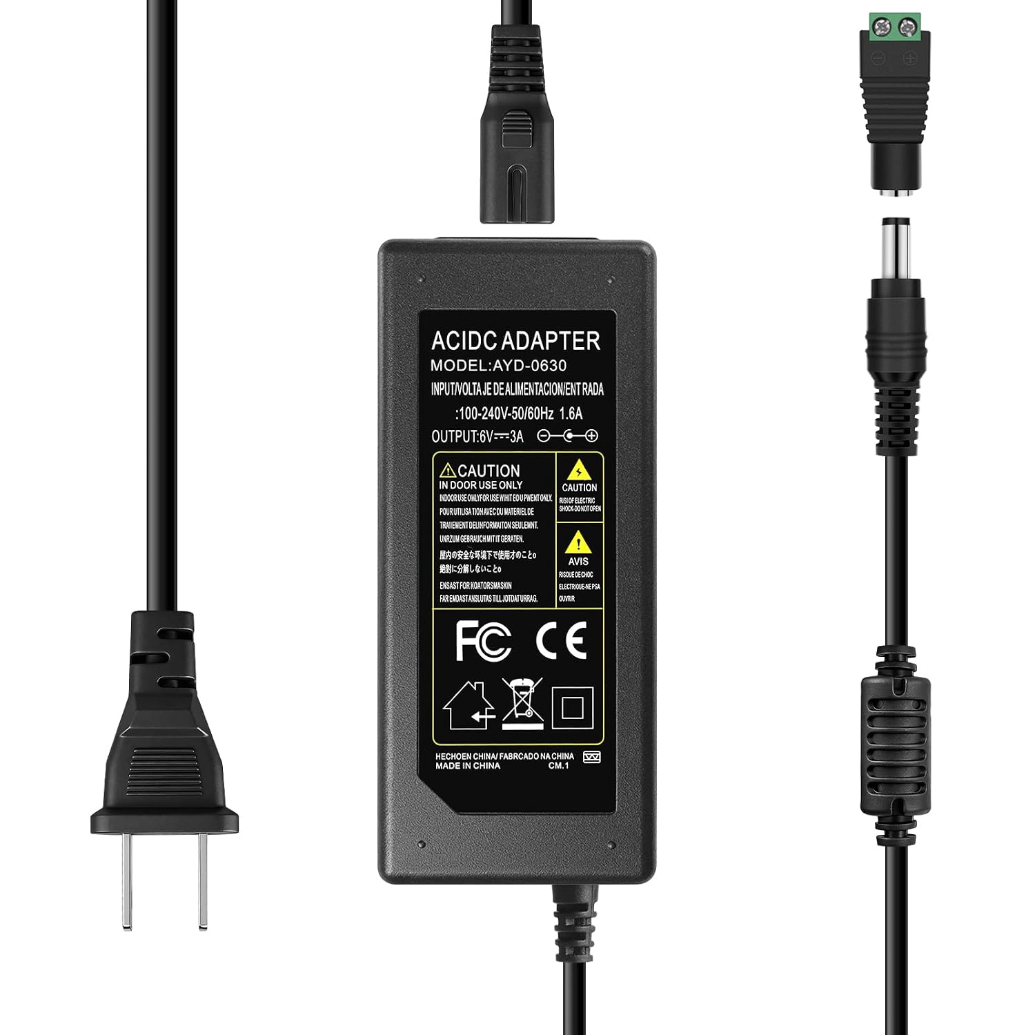 DC 6V Desktop Power Supply Adapter 30W/60W, AC 100–240V Input, US Plug, Switching Transformer for Electronics, Router, Toys, DIY Projects