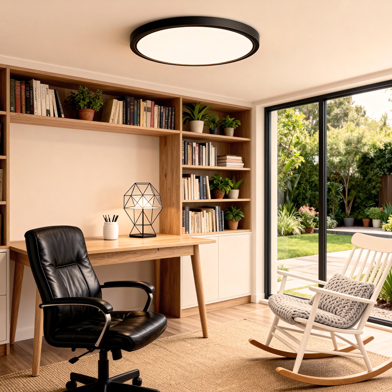 Plafonnier LED rond AC 220–240 V – Noir – Options 12 W / 18 W / 24 W / 32 W – 3 000 K / 4 500 K / 5 000 K / 6 500 K – Plafonnier encastré – Stock local (Royaume-Uni/Allemagne)