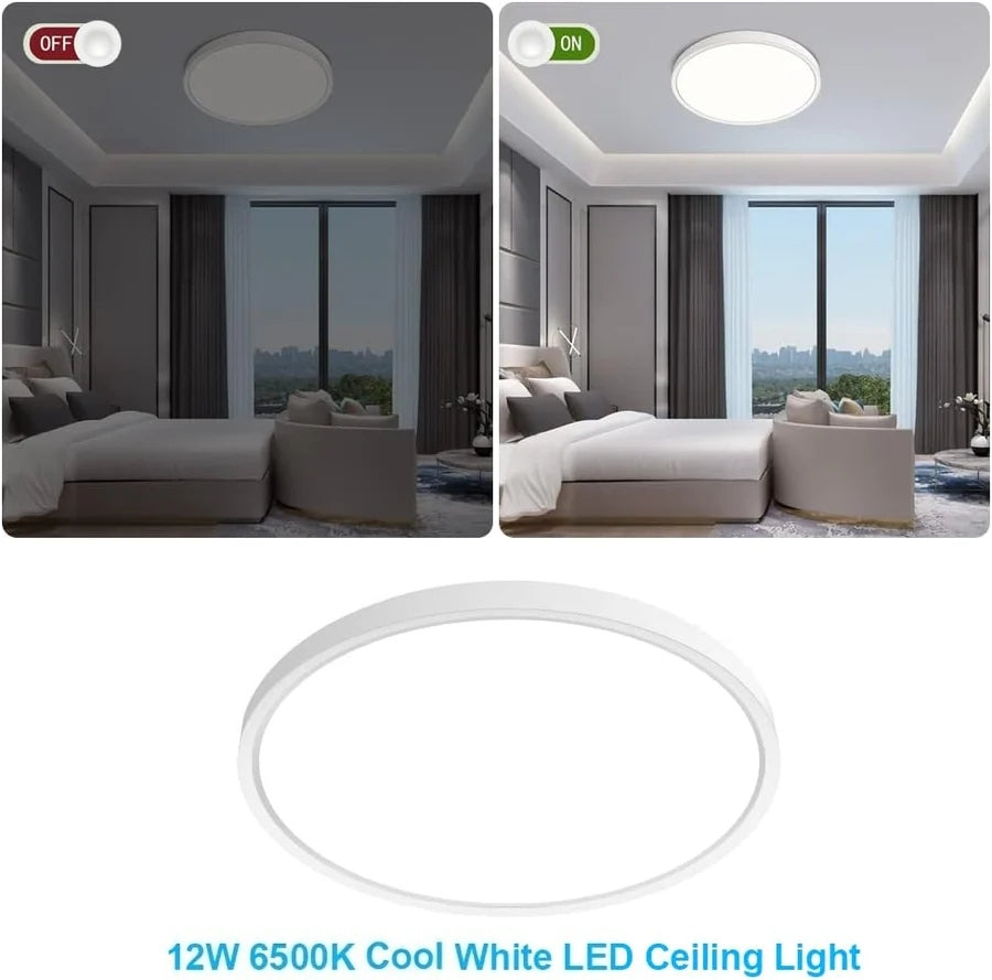7 Inch Round LED Ceiling Light – 12W – White – 3000K / 4500K / 5000K / 6500K – Flush Mount Ceiling Light – Local Stock (US/UK)