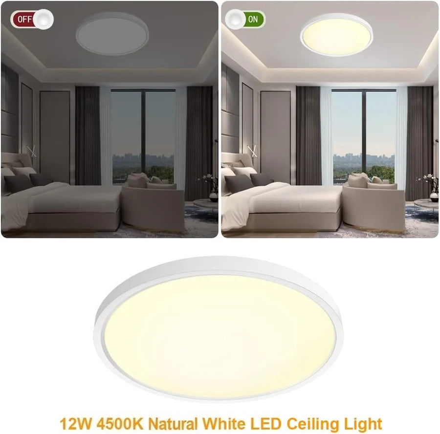 7 Inch Round LED Ceiling Light – 12W – White – 3000K / 4500K / 5000K / 6500K – Flush Mount Ceiling Light – Local Stock (US/UK)